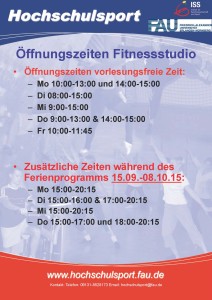 Öffnungszeiten Fitnessstudio 2015
